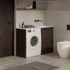 Mobile bagno Totus con base sottolavabo e vano lavatrice a giorno L123 cm cioccolato opaco