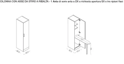 Mobile colonna 1 anta battente con asse da stiro a ribalta disponibile in vari colori