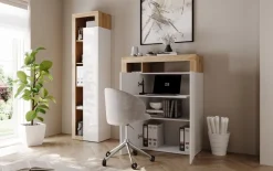 Mobile colonna 1 anta con Vani a Giorno in Bianco Lucido e Rovere Cadiz