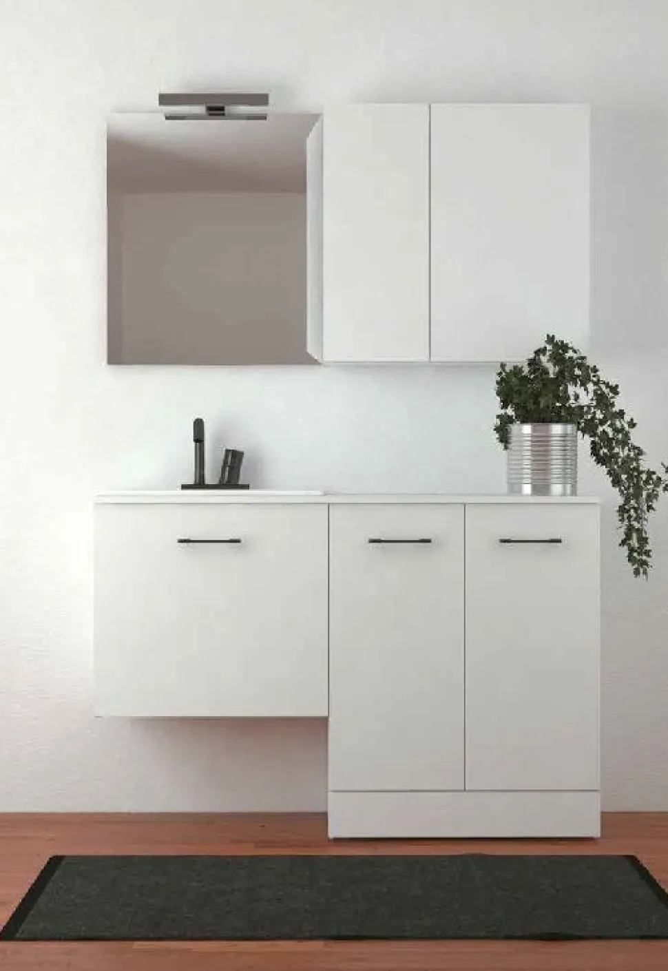 Mobile con Lavabo Totus con base sottolavabo sospesa con 1 cassettone disponibile in 2 misure