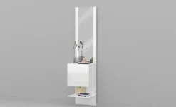 Mobile da ingresso compatto con specchio Poket in Bianco Lucido