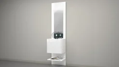 Mobile da ingresso compatto con specchio Poket in Bianco Lucido