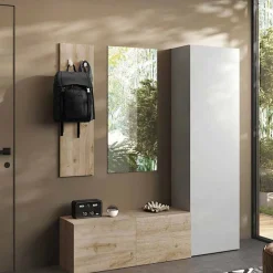 Mobile da ingresso con armadio 1 anta e appendiabiti Cube linea Arte disponibile in vari colori