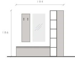 Mobile da ingresso con libreria Conte disponibile in vari colori