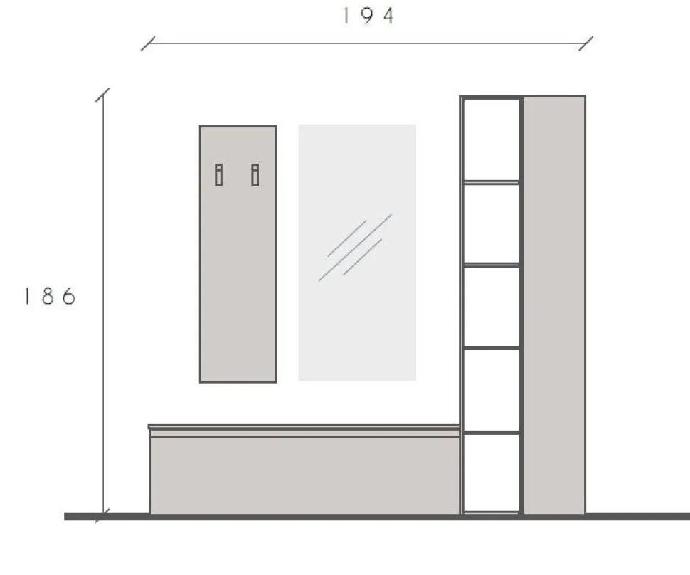 Mobile da ingresso con libreria Conte disponibile in vari colori