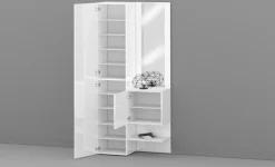 Mobile da ingresso con specchio e scarpiera Poket in Bianco Lucido