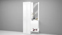 Mobile da ingresso con specchio e scarpiera Poket in Bianco Lucido