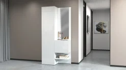 Mobile da ingresso con specchio e scarpiera Poket in Bianco Lucido