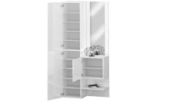 Mobile da ingresso con specchio e scarpiera Poket in Bianco Lucido