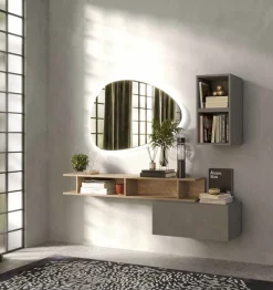 Mobile da ingresso Ivo in finitura Argilla e Rovere Cadiz