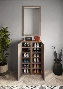 Mobile da ingresso Madrid linea Combo in finitura Bronzo e Rovere Mercure
