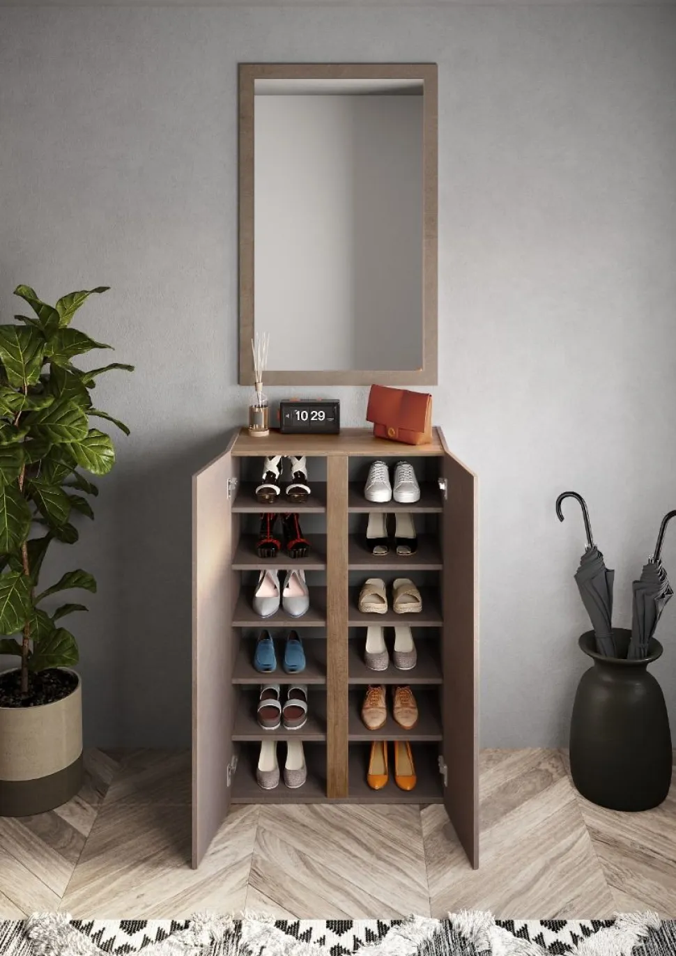 Mobile da ingresso Madrid linea Combo in finitura Bronzo e Rovere Mercure