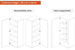 Mobile da Ingresso moderno con armadio e specchio in finitura Cashmere e Rovere Cadiz