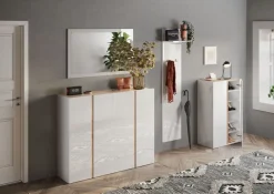 Mobile da ingresso Oslo linea Combo in finitura Bianco Lucido e Rovere Cadiz