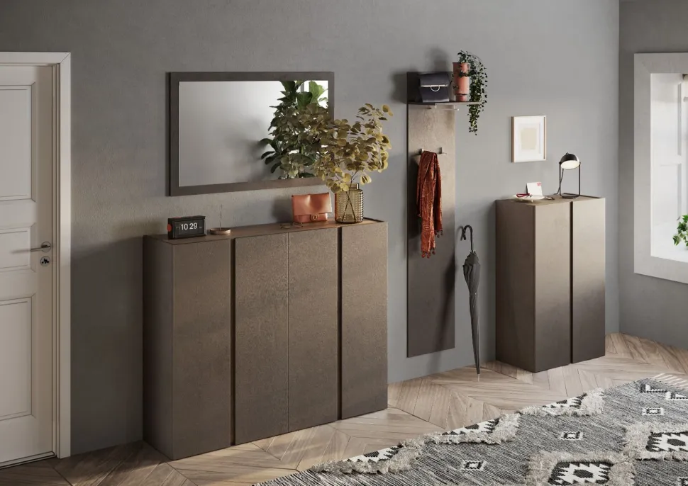 Mobile da ingresso Oslo linea Combo in finitura Bronzo e Rovere Mercure