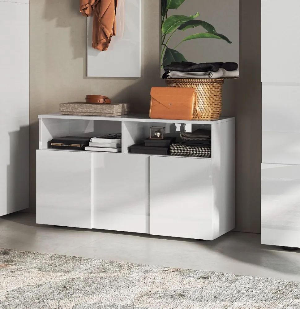 Mobile da ingresso Poly linea Dama in finitura Bianco Lucido