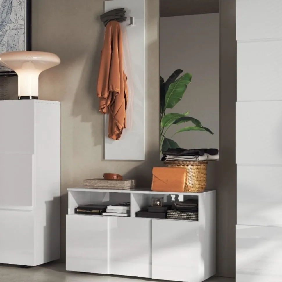 Mobile da ingresso Poly linea Dama in finitura Bianco Lucido