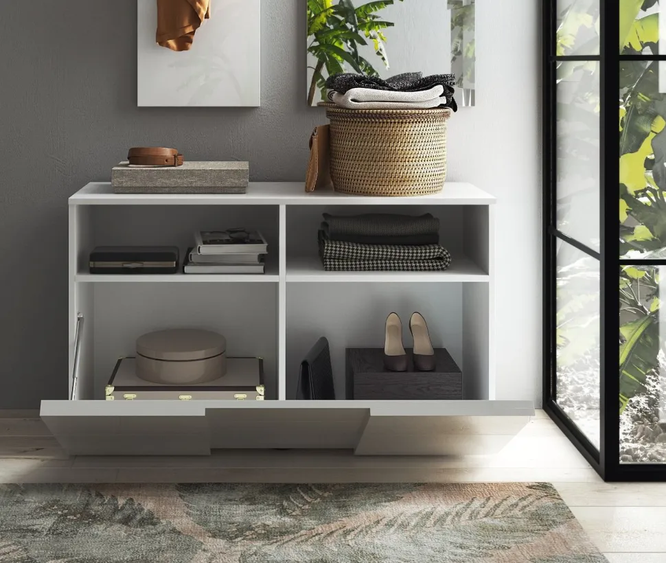 Mobile da ingresso Poly linea Dama in finitura Bianco Lucido
