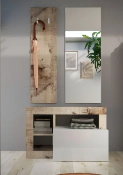 Mobile da ingresso Remo linea Frame in finitura Bianco Lucido e Pero