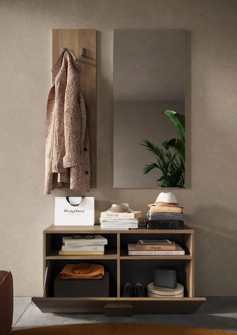 Mobile da ingresso Runa linea Sax in finitura Rovere Mercure
