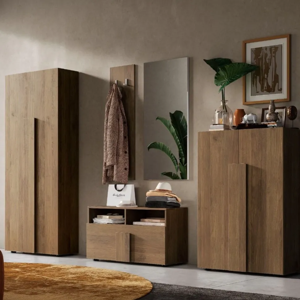 Mobile da ingresso Runa linea Sax in finitura Rovere Mercure