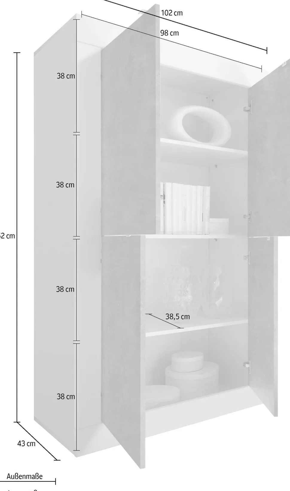 Mobile linea Basic con 4 ante in finitura Bianco laccato lucido FLOWER