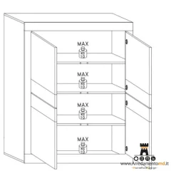 Mobile linea Basic con 4 ante in finitura Bianco laccato lucido FLOWER