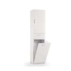 Mobile multiuso con cestello porta biancheria finitura Bianco Frassino