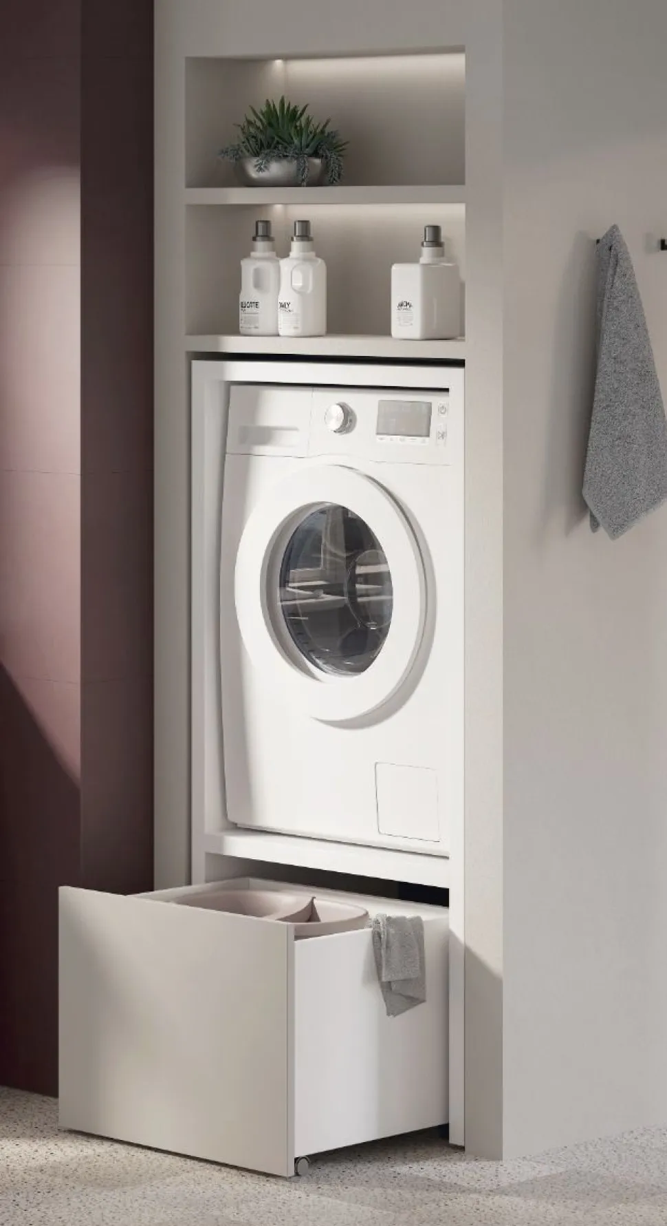 Mobile porta Lavatrice o Asciugatrice H 140 cm in 3 colori Spessore 36 mm