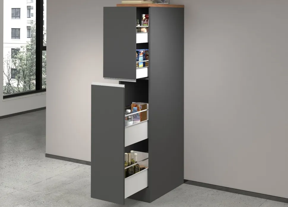 Mobile portaspezie in finitura Antracite Opaco e Rovere