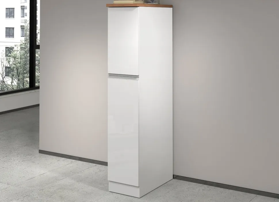 Mobile portaspezie in finitura Bianco Lucido e Rovere