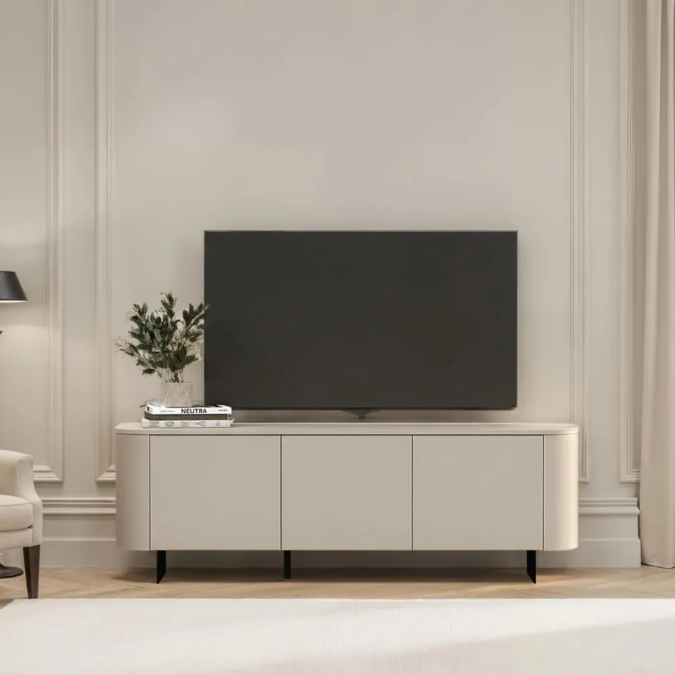 Mobile Porta TV 3 ante con apertura Push-Pull e piede a lama in metallo