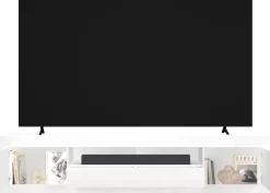 Mobile Porta TV Linea Basic L 245 cm in Bianco Lucido con 2 Ante e 1 Cassetto