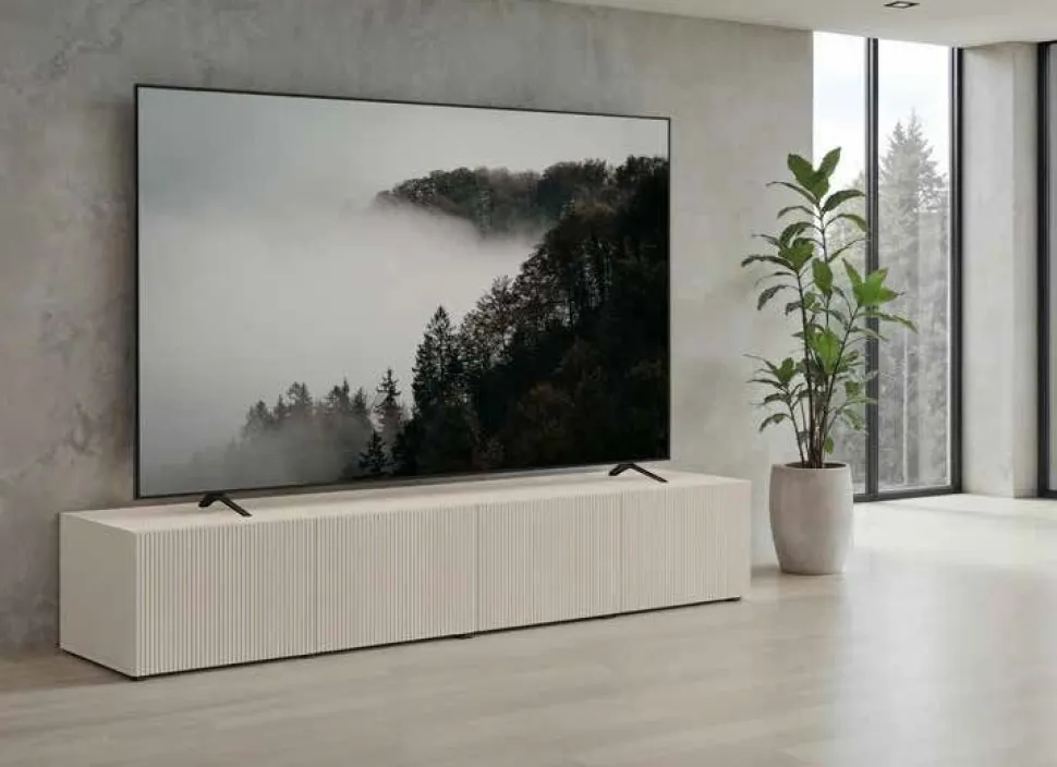 Mobile Porta TV moderno 4 ante in Cashmere Cannettato