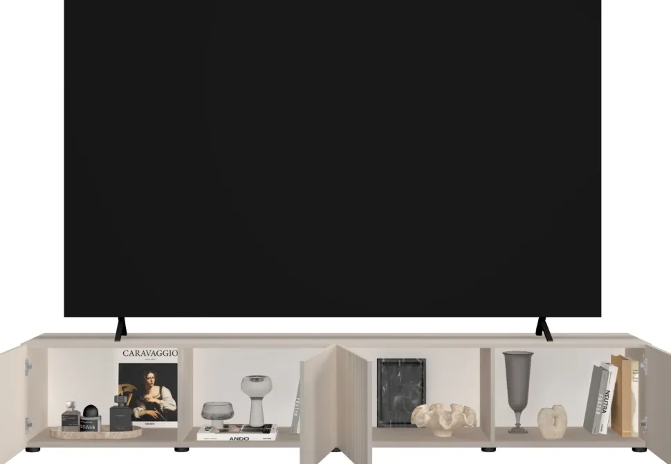 Mobile Porta TV moderno 4 ante in Cashmere Cannettato