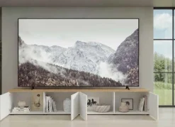 Mobile Porta TV moderno Linea Easy 4 Ante in Bianco Lucido e Rovere Cadiz