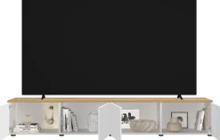 Mobile Porta TV moderno Linea Easy 4 Ante in Bianco Lucido e Rovere Cadiz