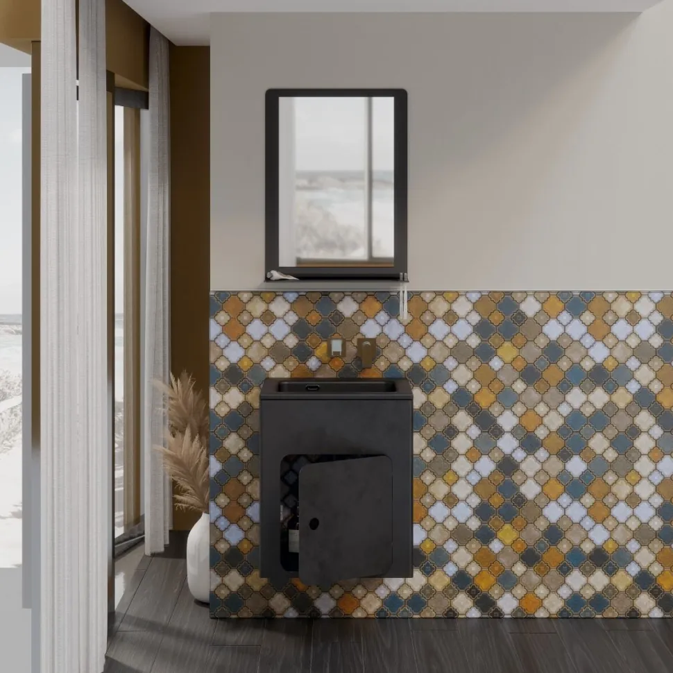 Mobile sospeso con Lavabo Alluminium disponibile in 2 misure e vari colori