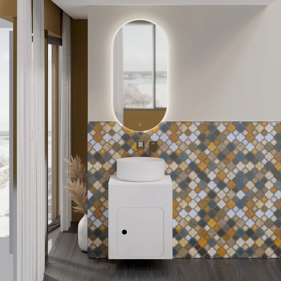 Mobile sospeso con Lavabo Alluminium disponibile in 2 misure e vari colori