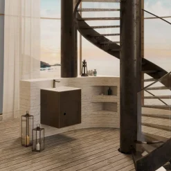 Mobile sospeso con Lavabo Alluminium disponibile in 2 misure e vari colori