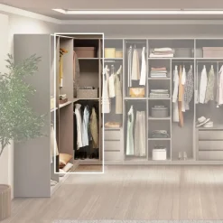 Modulo angolare per cabina armadio a giorno finitura Cashmere disponibile in 4 colori