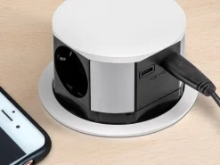 Multiconnettore estraibile da incasso Vertikal Push diametro 100 mm disponibile in 3 colori