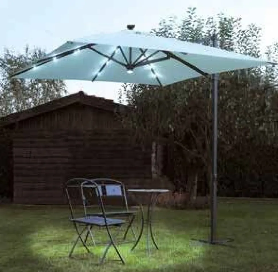 Ombrellone da Giardino con Luci LED integrate e Pannello Solare, Palo Laterale Orientabile