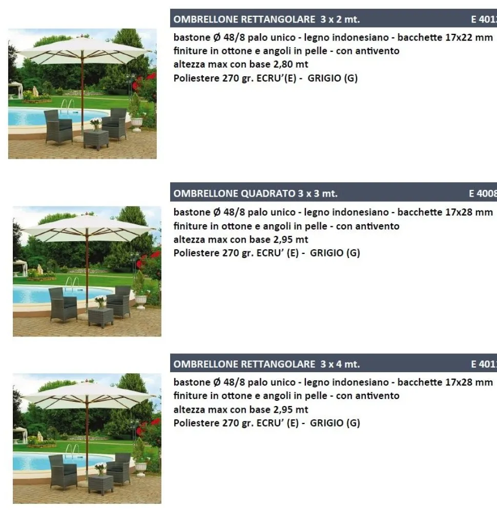 Ombrellone da Giardino Origami disponibile in 3 misure palo centrale in legno Indonesiano