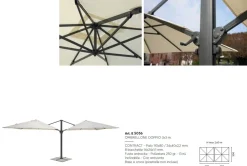 Ombrellone Doppio a braccio Palo Maxi 110x80 mm copertura Bifacciale