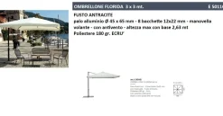 Ombrellone palo laterale orientabile e inclinabile in Alluminio modello Florida