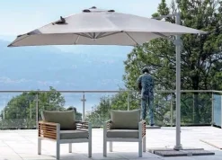 Ombrellone ruotabile 360° tessuto Spuncrylic Grigio fusto Bianco Rinforzato