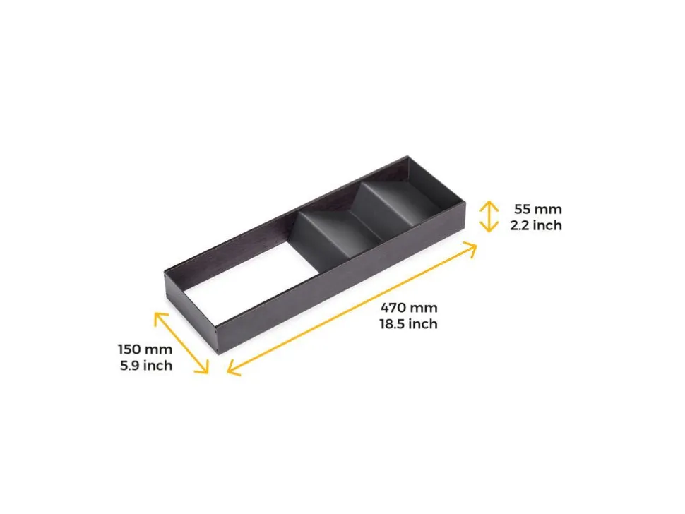 Organizzatore inclinato per cassetto Orderbox, 150x470 mm, Acciaio e Legno, Grigio antracite