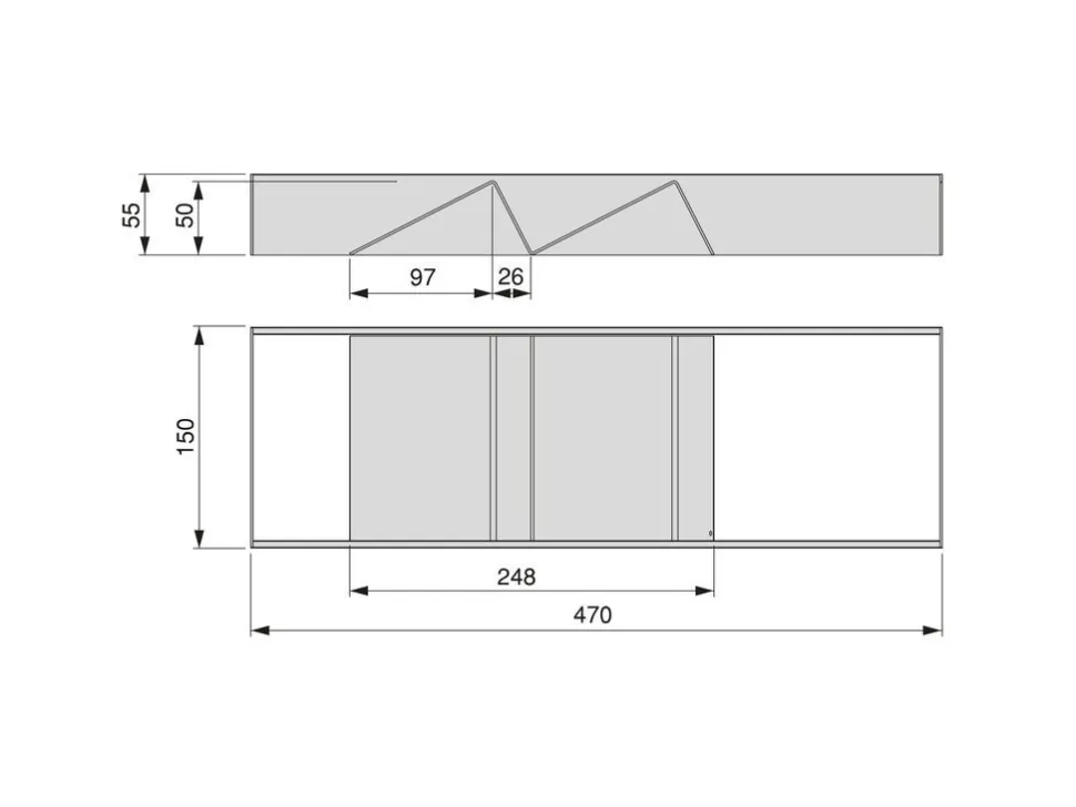 Organizzatore inclinato per cassetto Orderbox, 150x470 mm, Acciaio e Legno, Grigio antracite