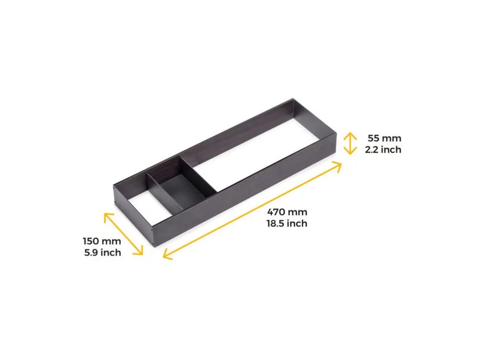 Organizzatore per cassetto Orderbox, 150x470 mm, Acciaio e Legno, Grigio antracite